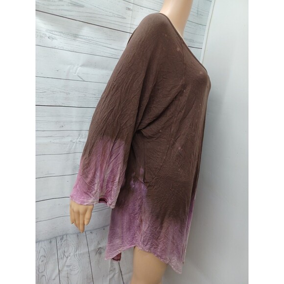 L&B Lucky & Blessed Womens Pullover Brown Pink Top XL Asymmetric NWT - Picture 4 of 9
